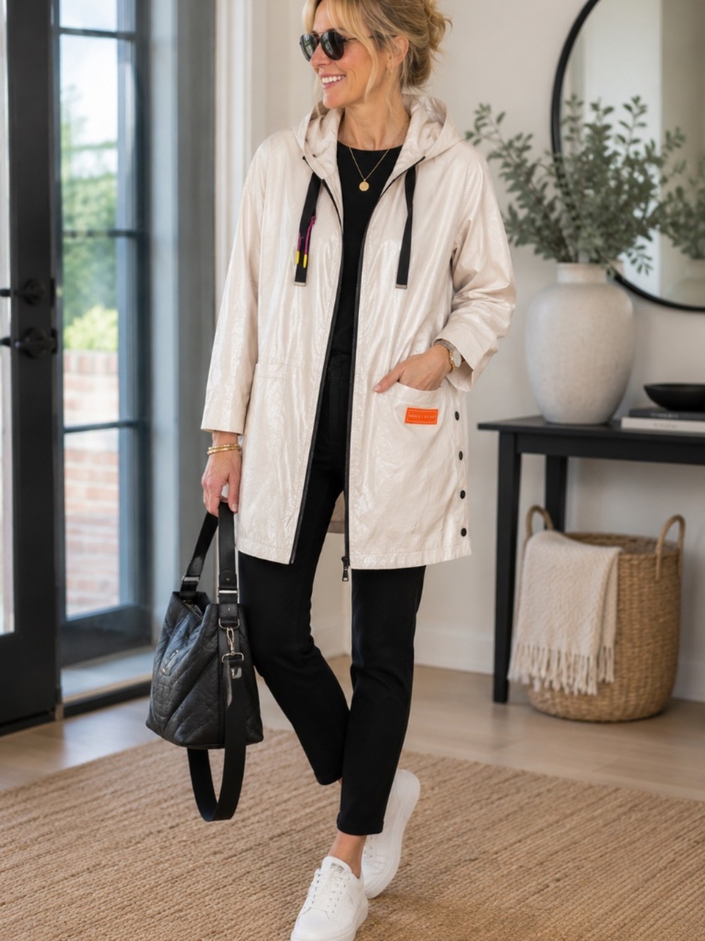 Nikki Jones Montréal Pearlescent Hooded Jacket Ivory Size L